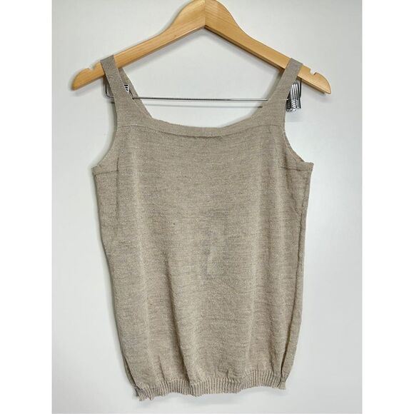 D. Exterior Made in Italy Sparkly Sleeveless Blouse‎ in Color Tan Size Medium - Picture 3 of 6